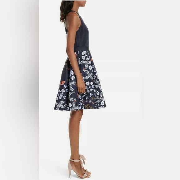 TED BAKER LONDON Bethah Kyoto Navy Floral Sleeveless Dress Sz 1 small - Picture 2 of 13